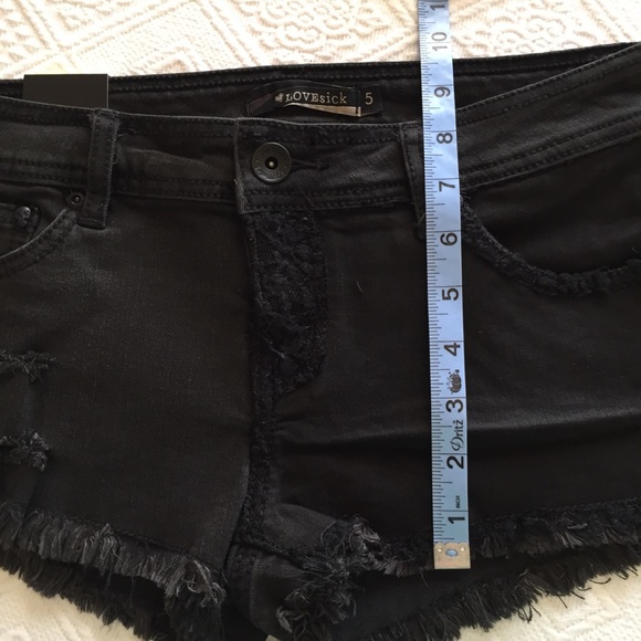 LOVEsick Destroyed Jean Shorts Black Size 5 - Picture 5 of 8